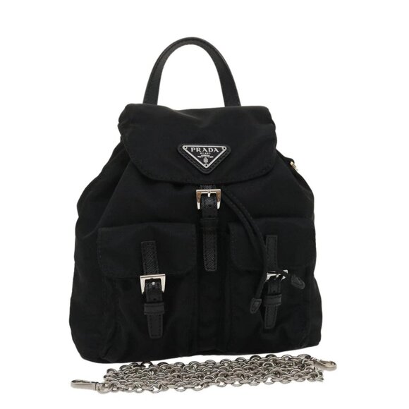 PRADA Chain Mini Shoulder Bag Nylon Black - Picture 1 of 16